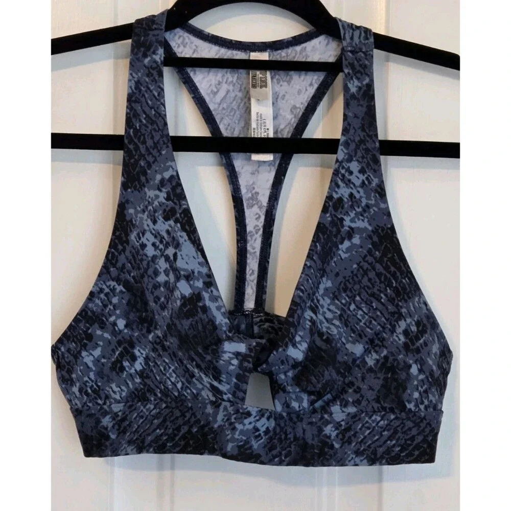 Victoria's Secret PINK Ultimate Twist Front Sports Bra Blue Snake - Size M